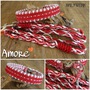 Halsband weich breit Paracord rot weiss