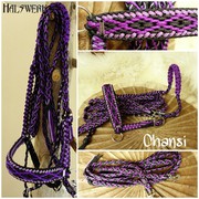 Wanderreitzaum geflochten Lila schwarz Halfter Warmblut