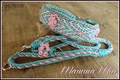Hundehalsband breit Bulli rosa blume paracord geflochten