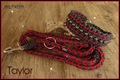 Hundehalsband breit grau rot paracord geflochten