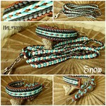 Halsband geflochten Zugstopp braun, türkise Paracord