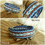 Paracord Halsband geflochten Blau Braun XL breit