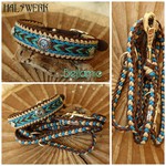 Hundehalsband geflochten Petrol Perlen Labrador Retriever