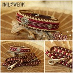 Hundehalsband geflochten Bordeaux braun Perlenrand Labrador 