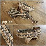 Wolfshund Halsband beige Grau perlen