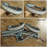 Hundehalsband geflochten blau Glitzer perlen