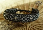 Ridgeback Halsband gefochten schwarz Perlenrand