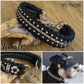 Hundehalsband geflochten Paracord Perlenrand schwarz 