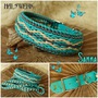 Halsband XL breit Perlenrand türkise paracord indianisch 